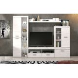 Mueble de Salón Moderno con Leds,Acabado en Andersen Pino, Medidas: 260 cm (An) x 191 cm (Al) 47,5 cm (Fon) Meyvaser