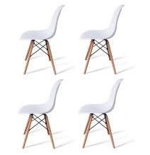 Pack 4 Sillas de Comedor, Sillas Cocinas, Acabado en Blanco y Madera, Medidas: 45 cm (Ancho) x 53 cm (Largo) x 83 cm (Alto)