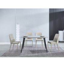 Pack 2 sillas tapizadas en Piel sintética Color Tortora, Patas Metal, Medidas: Alto: 87cm Ancho: 50cm Profundidad: 53cm