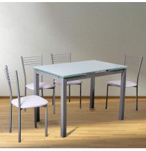 Pack de 4 Sillas Modernas para Cocina y Comedor – Metálicas Gris y Blanco, Dimensiones: 40 x 41 x 85 cm.