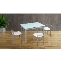 Pack de 4 Sillas de Cocina – Metálicas en Acabado Gris y Blanco, Medidas: 40 cm x 41 cm x 63 cm