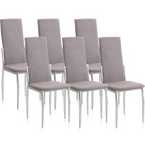 Pack de 6 Sillas Tapizadas para Salón y Comedor – Acabado Marengo en Aluminio, Medidas: 43 cm x 48 cm x 99,5 cm