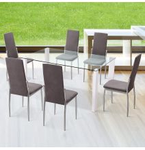 Pack de 6 Sillas Tapizadas para Salón y Comedor – Acabado Marengo en Aluminio, Medidas: 43 cm x 48 cm x 99,5 cm