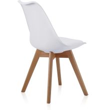 Pack de 4 Sillas para Comedor, Cocina o Salón – Simil Piel Blanca y Madera, Medidas: 48 cm x 45 cm x 84 cm.