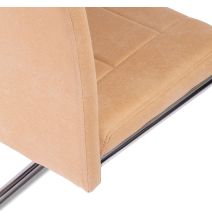 Pack de 4 Sillas Tapizadas para Salón– Acabado Color Beig con Patas Cromadas de Aluminio, Medidas: 42,5 cm x 52 cm x 99 cm