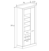 Mueble de Comedor, Mueble Salón, Acabado en Blanco y Cambria, Medidas: 276 cm (Ancho) x 201,6 cm (Alto) x 41,8 cm (Fondo)