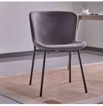 Juego de 4 Sillas con Estructura de Madera Tapizadas en Color Gris oscuro y Patas Acabado Negro- Medidas 50x54x81 cm