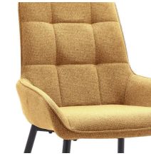 Pack de 4 Sillas Tapizadas en Tela Mostaza con Tratamiento Easy Clean, Asiento Reforzado Medidas 54x55x88 cm