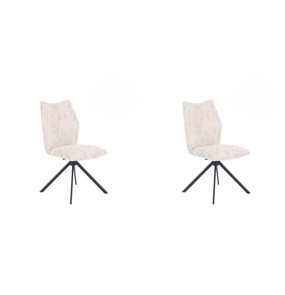 Pack de 2 Sillas Tapizadas en Tela Beige, Patas Negras, Asiento y Respaldo Ergonómicos y Acolchados Medidas 63x48x93 cm