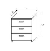 Mesita de Noche 3 Cajones, Acabado en Color Cambrian y Blanco, Medidas: 50 cm (La) x 34,6 cm (Fo) x 55 cm (Al)